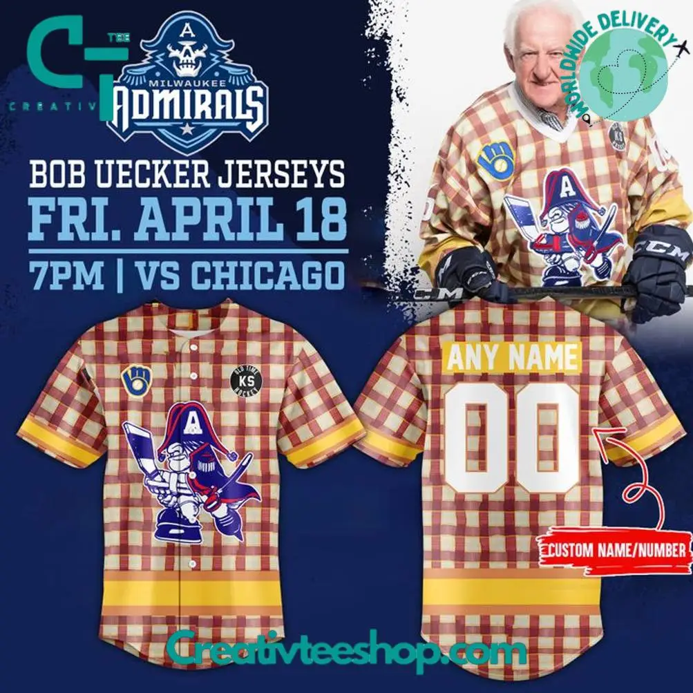 Milwaukee Admirals X Bob Uecker Limited Edition 2025 Baseball Jersey Milwaukee Admirals X Bob Uecker Limited Edition 2025 Baseball Jersey - Image 1