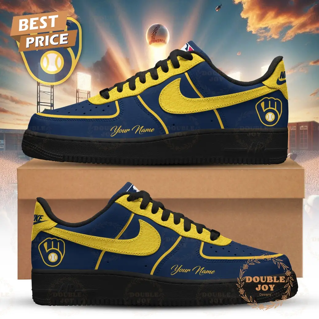 Milwaukee Brewers 2026 Custom Name Air Force 1 Sneakers - Navy