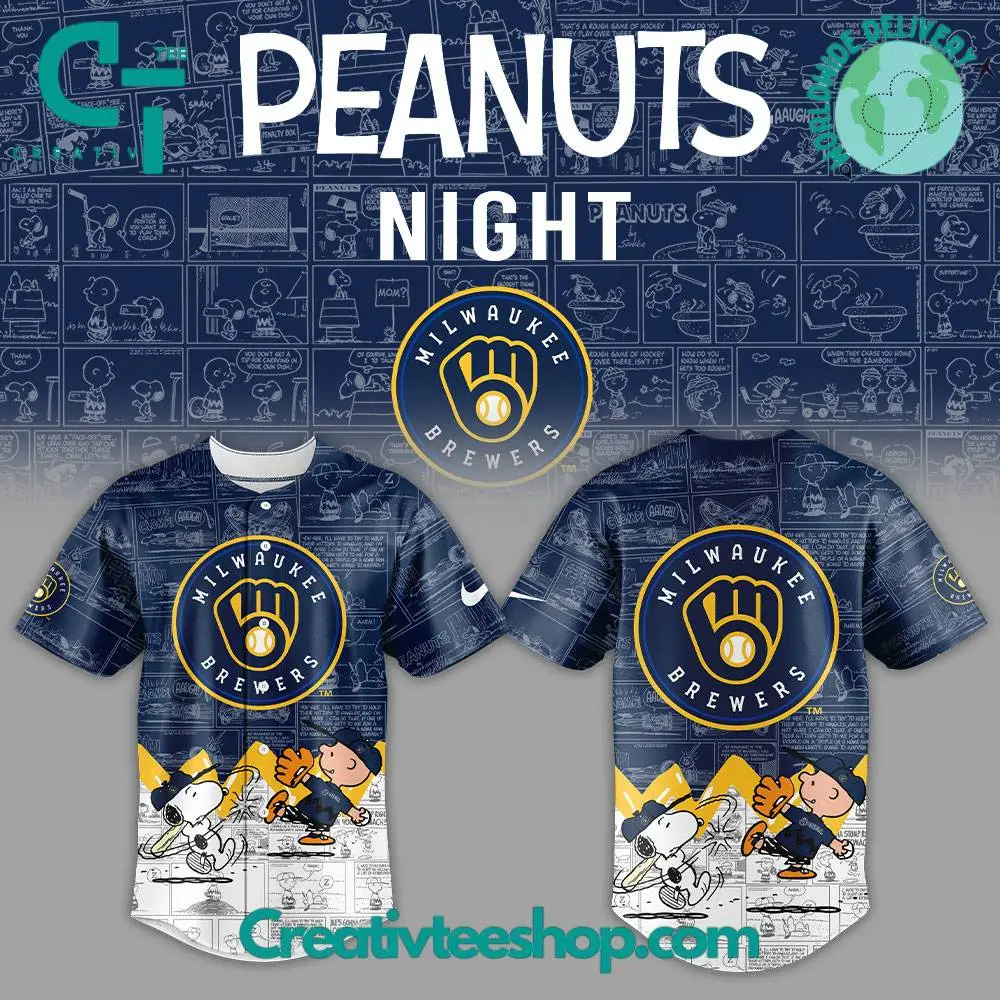 Milwaukee Brewers 75Th Anniversary Of Peanuts Baseball Jersey