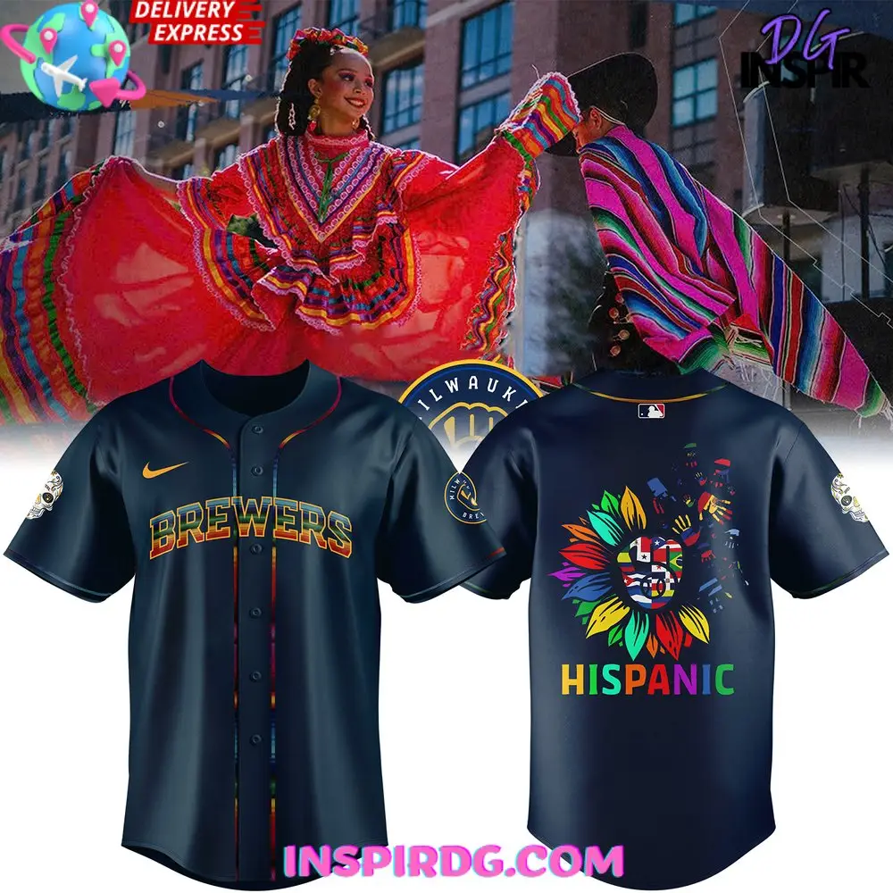 Milwaukee Brewers Hispanic Heritage Month 2024 Navy Baseball Jersey