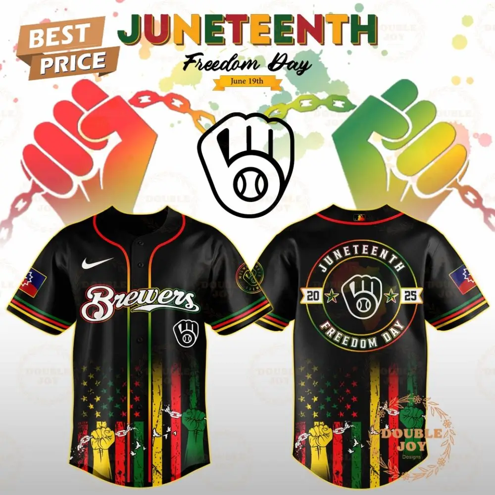 Milwaukee Brewers Juneteenth Freedom Day 2025 Special Edition Baseball Jersey Milwaukee Brewers Juneteenth Freedom Day 2025 Special Edition Baseball Jersey - Image 1