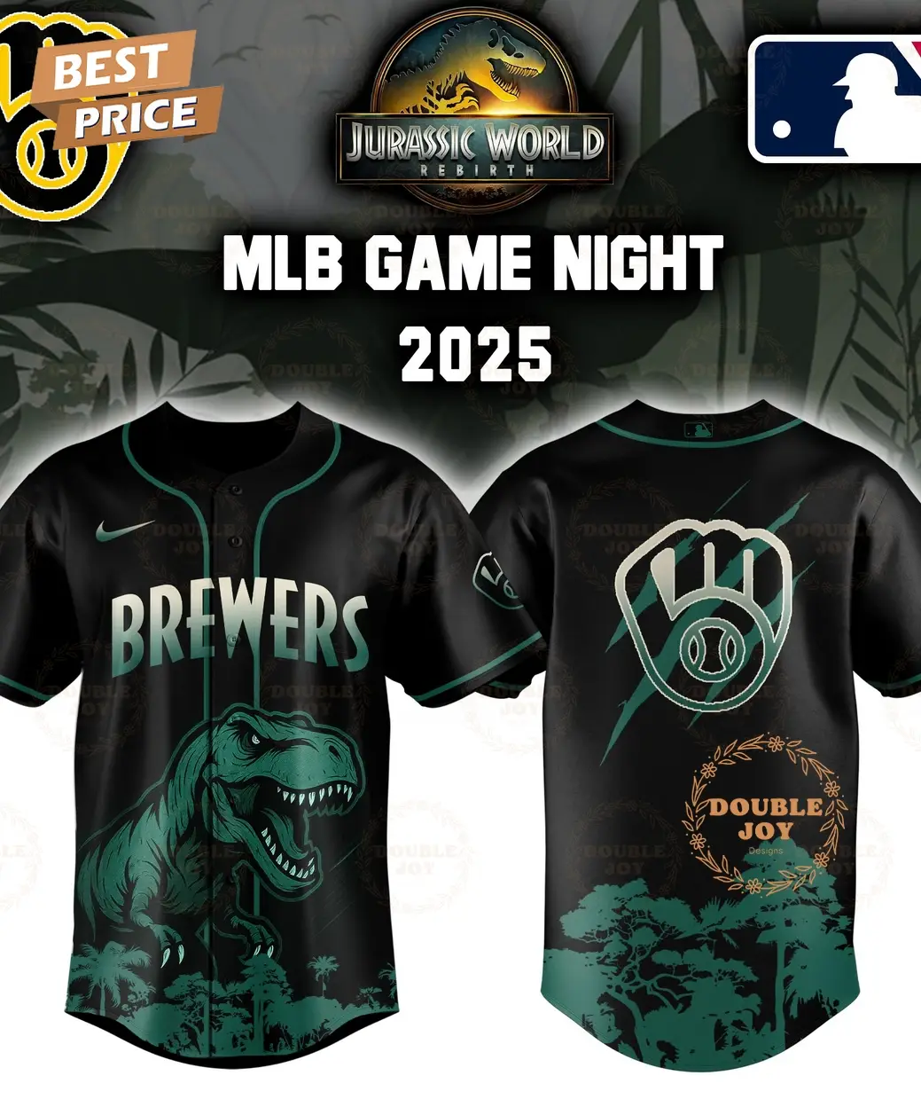 Milwaukee Brewers Jurassic World Rebirth Game Night 2025 Special Edition Baseball Jersey