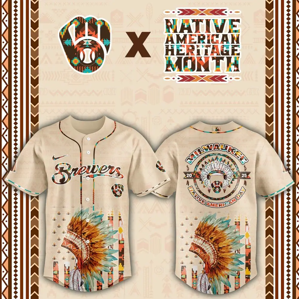 Milwaukee Brewers Native American Heritage Month Custom Baseball Jersey