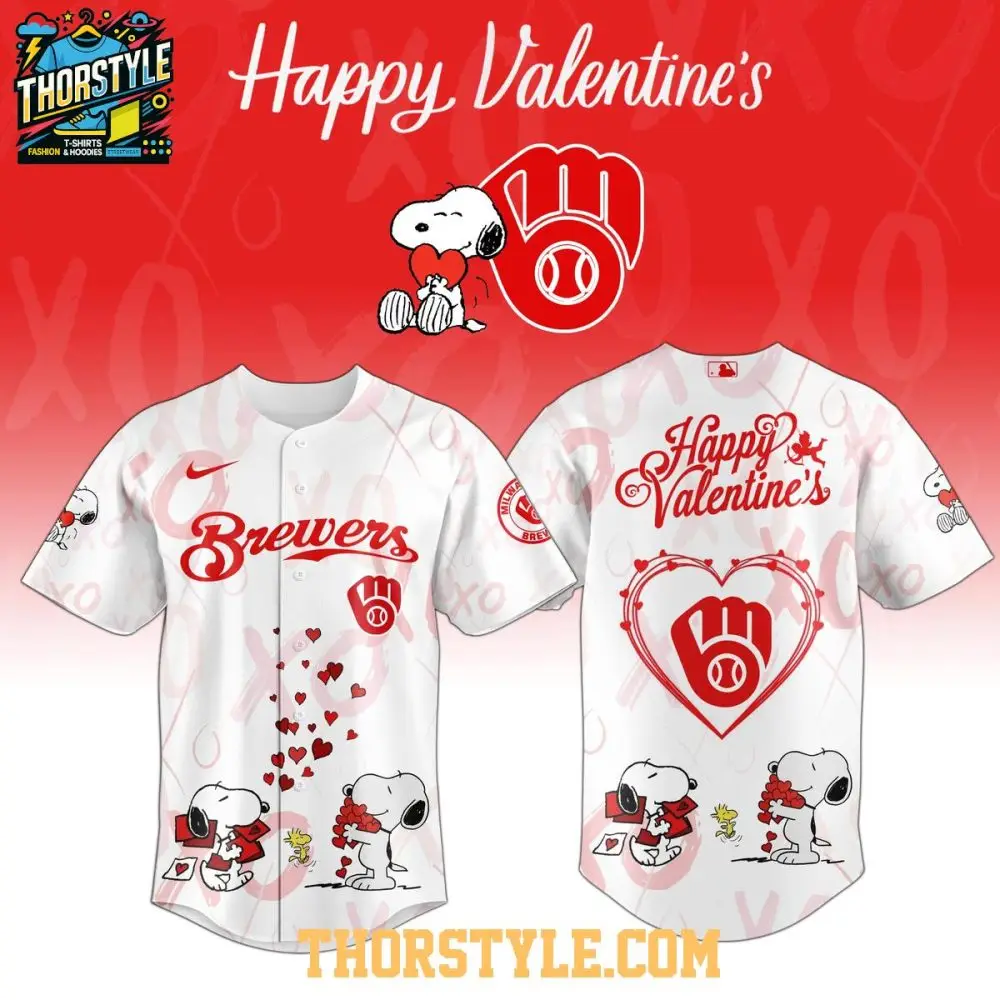 Milwaukee Brewers Peanuts Happy Valentine'S Day 2026 Personalized Baseball Jersey