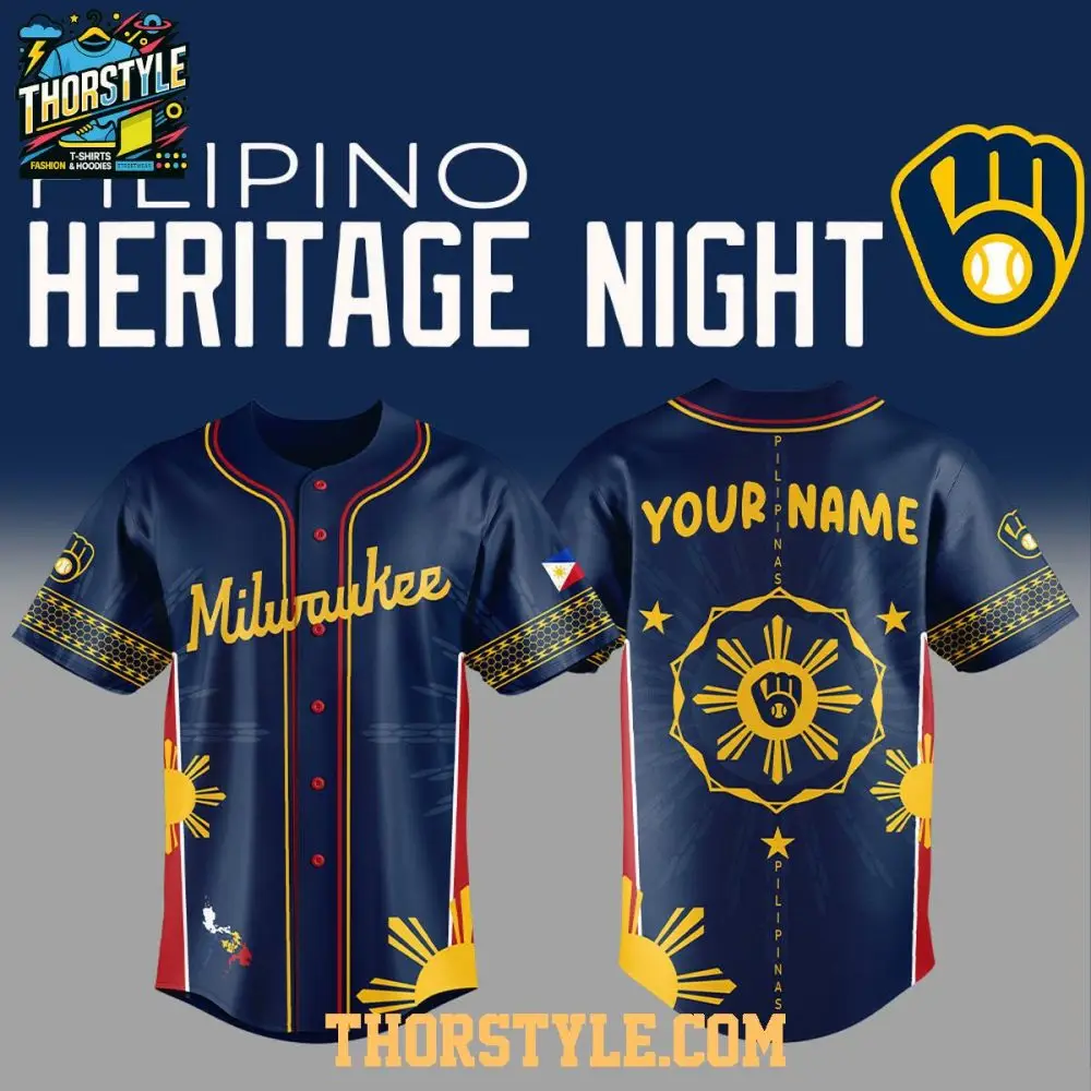 Milwaukee Brewers Pinoy Filipino Heritage 2025 Culture Baseball Jersey Milwaukee Brewers Pinoy Filipino Heritage 2025 Culture Baseball Jersey - Image 1