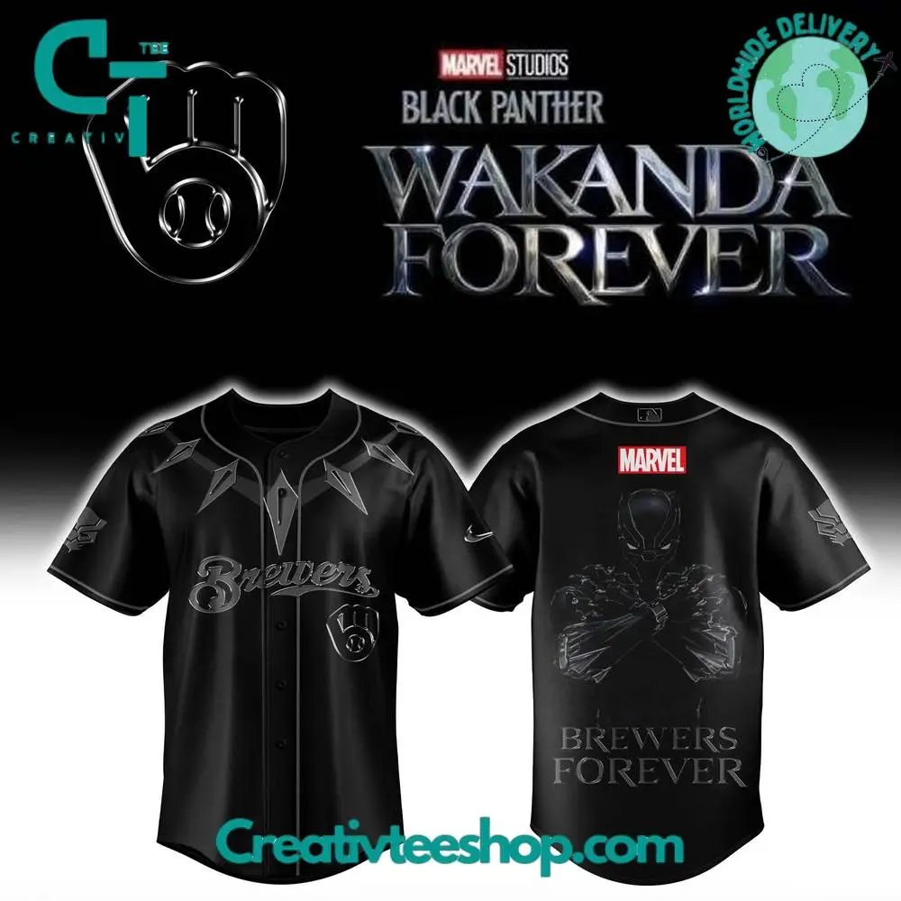 Milwaukee Brewers X Black Panther Wakanda Forever Special Baseball Jersey