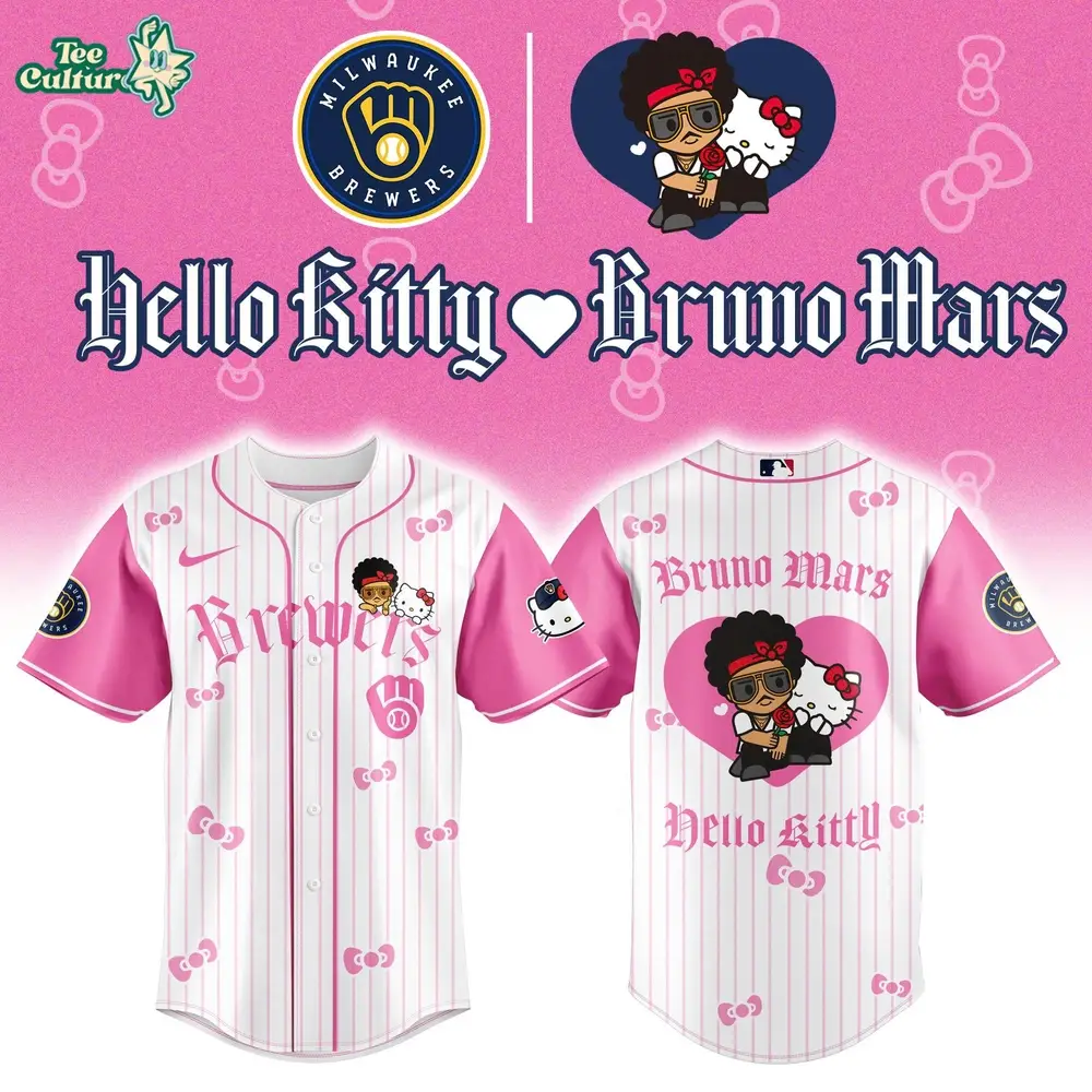 Milwaukee Brewers x Bruno Mars x Hello Kitty 2026 Limited Edition Pink Jersey Jogger Cap Set