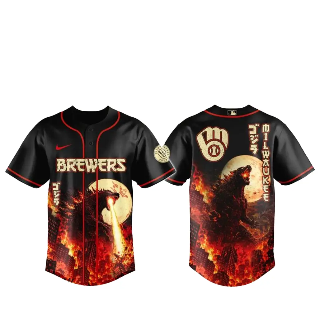 Milwaukee Brewers x Godzilla King of Monsters Baseball Jersey - Tazila