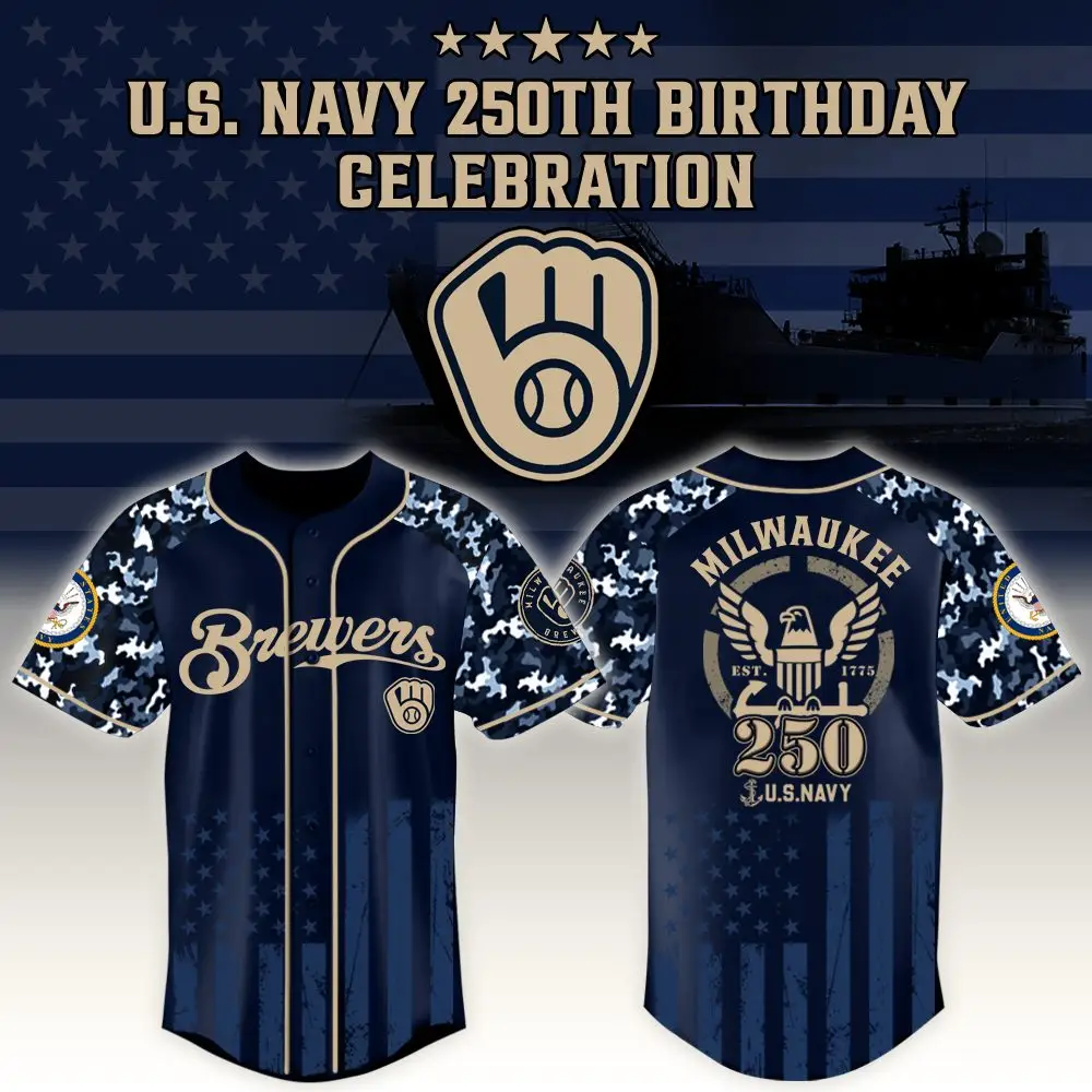 Milwaukee Brewers X Mlb Honoring 250 Years Of The U.S. Navy – Mlb Custom Baseball Jersey