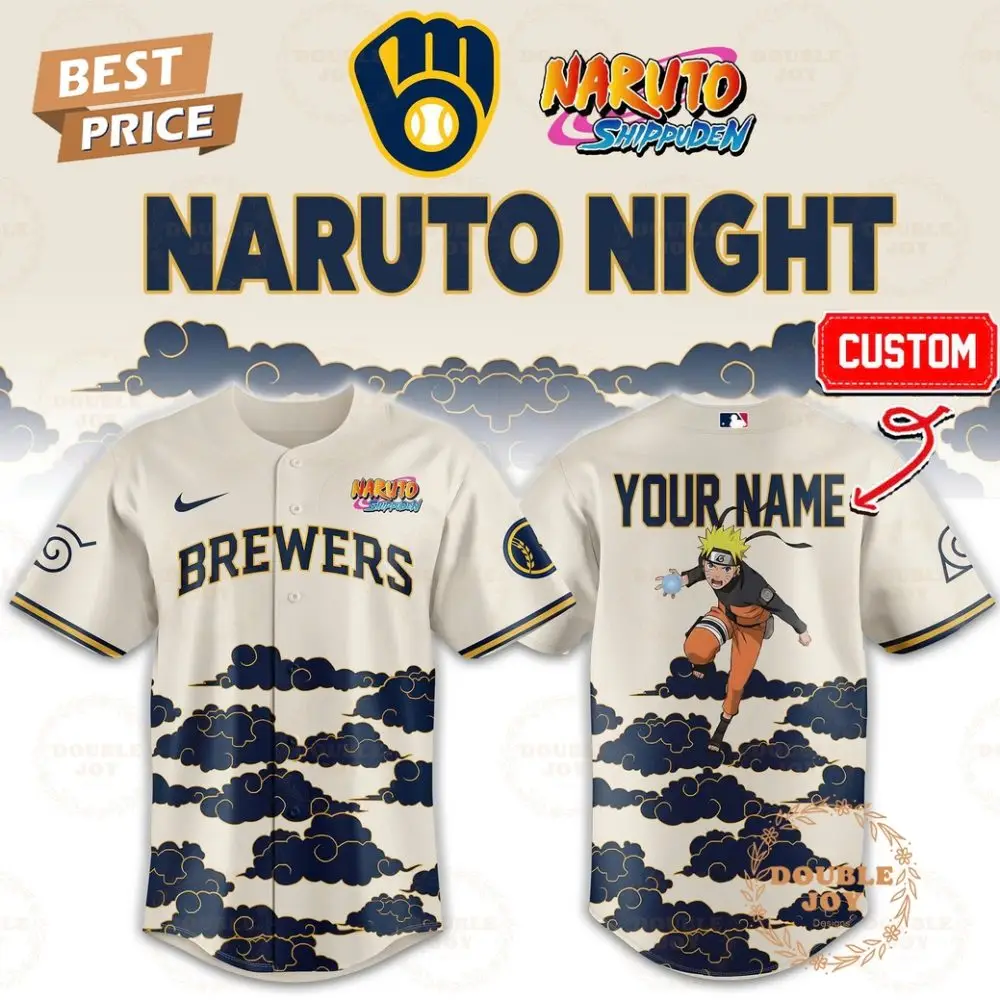 Milwaukee Brewers X Naruto 2026 Custom Name Baseball Jersey