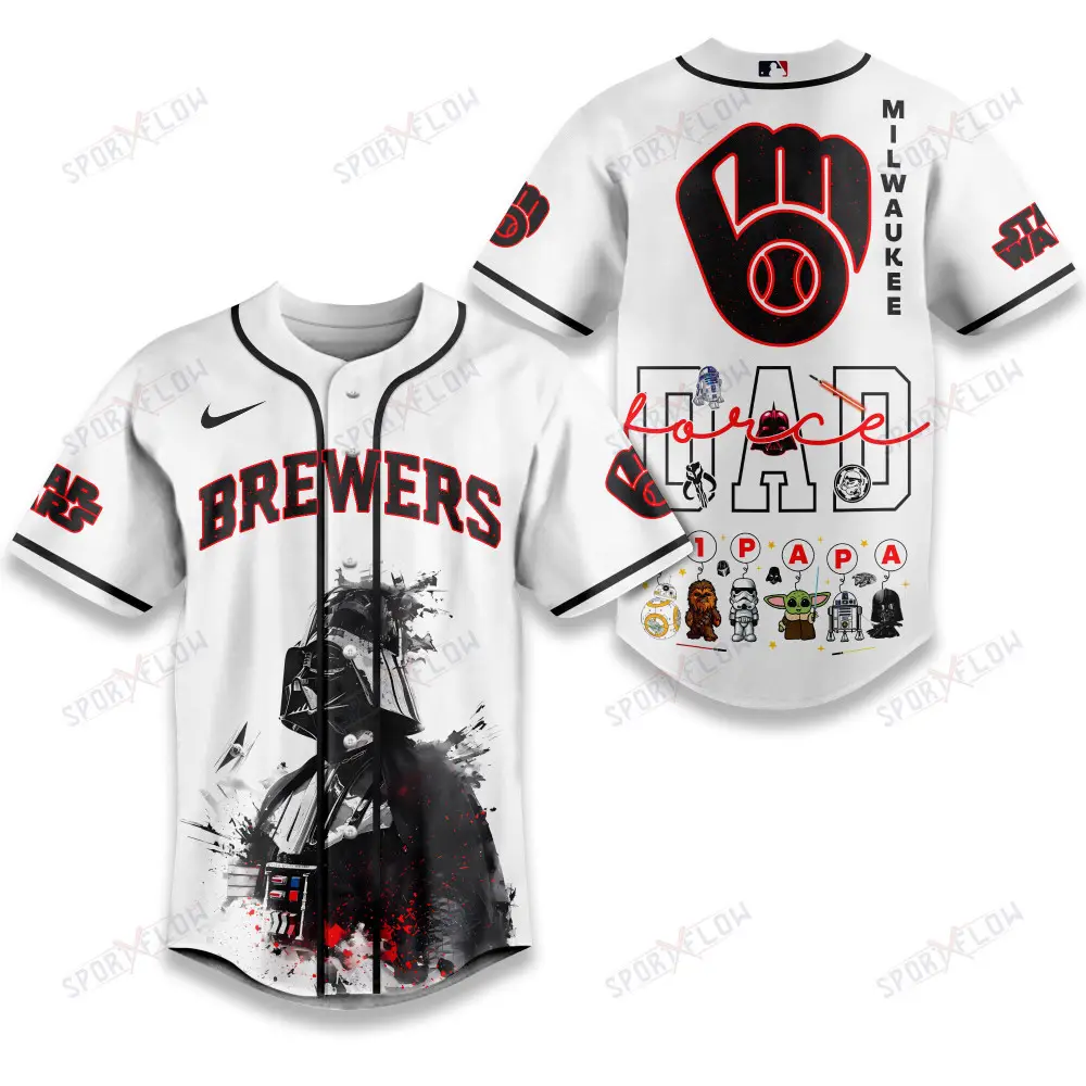 Milwaukee Brewers X Star Wars The Force Dad Father'S Day Baseball Jersey