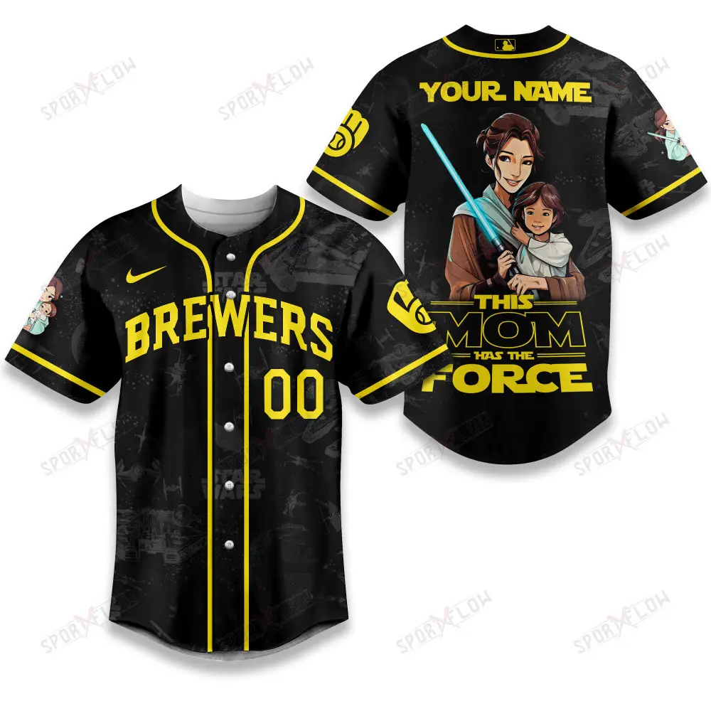 Milwaukee Brewers X Star Wars This Mom Has The Force Baseball Jersey