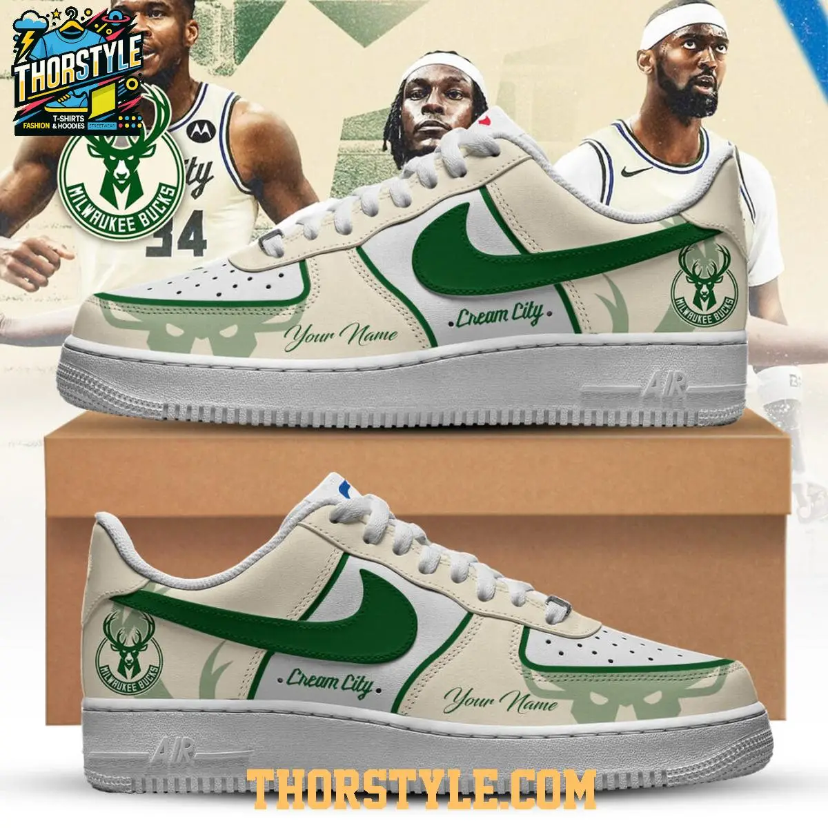 Milwaukee Bucks 2025 City Edition Fear The Deer Air Force 1 Shoes