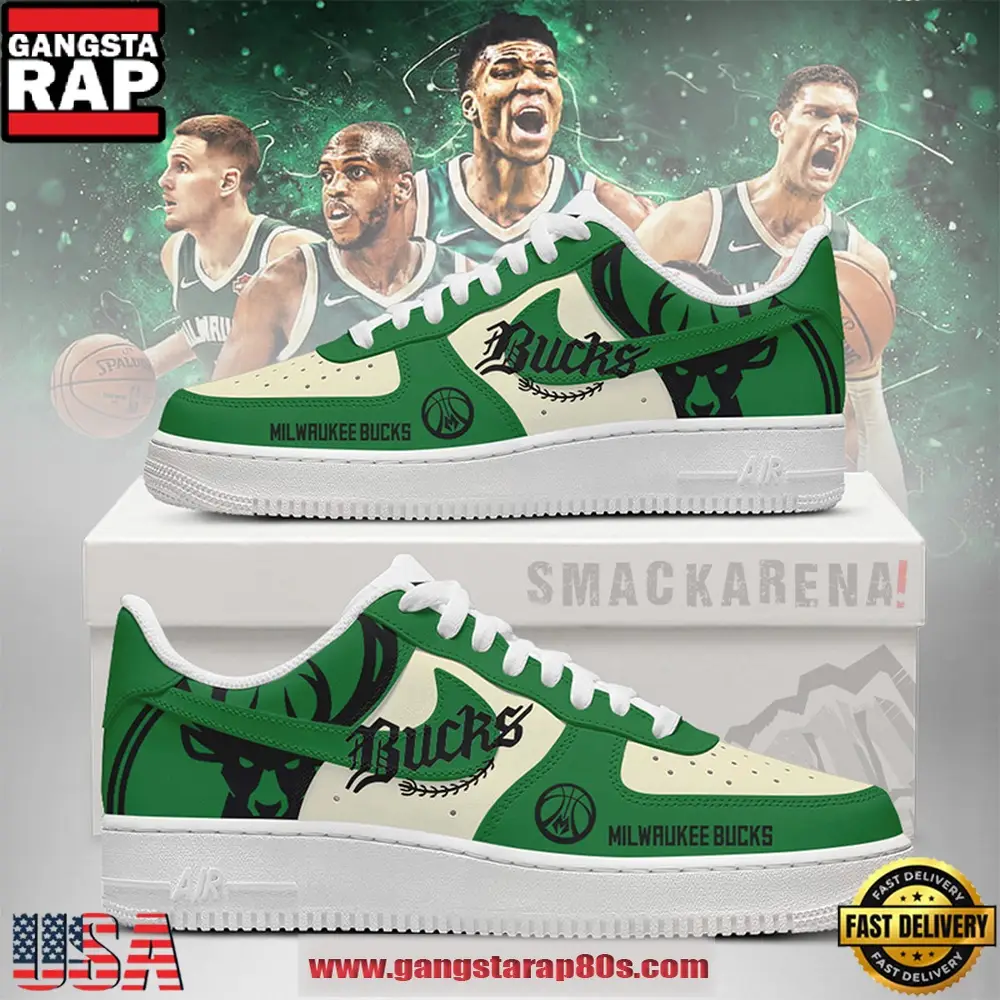 Milwaukee Bucks NBA New 2026 Version Air Force 1 Sneakers Shoes Milwaukee Bucks NBA New 2026 Version Air Force 1 Sneakers Shoes - Image 1