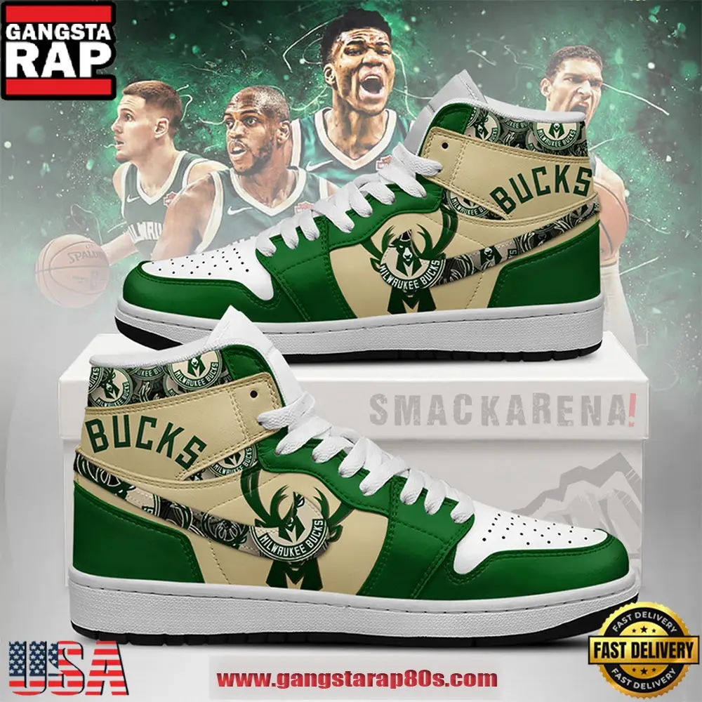Milwaukee Bucks NBA New 2026 Version Air Jordan 1 High Top Shoes