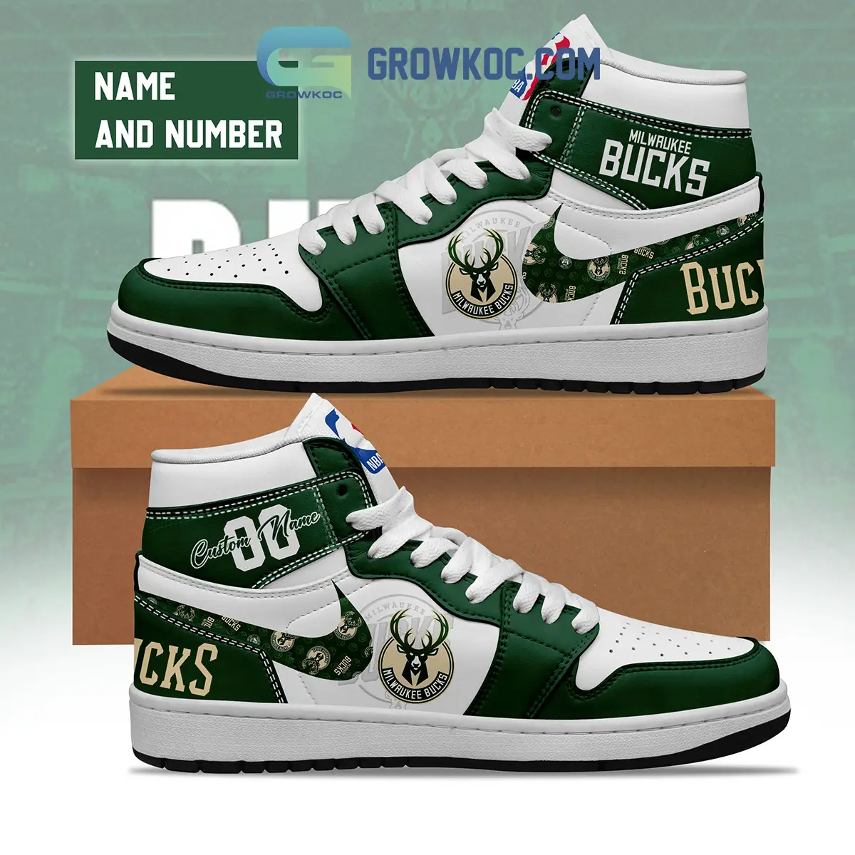 Milwaukee Bucks NBA Personalized Air Jordan 1 Shoes Milwaukee Bucks NBA Personalized Air Jordan 1 Shoes - Image 1