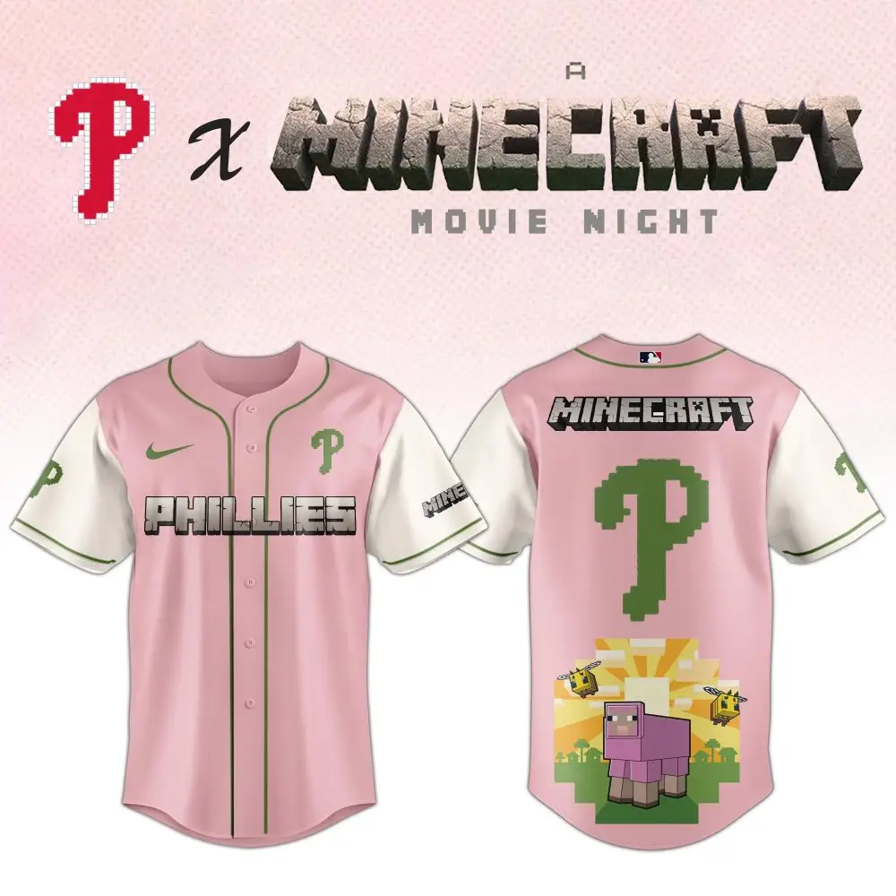 Minecraft X Phillies Pink Jersey – Limited Edition For Movie Night Fans! Minecraft X Phillies Pink Jersey – Limited Edition For Movie Night Fans! - Image 1