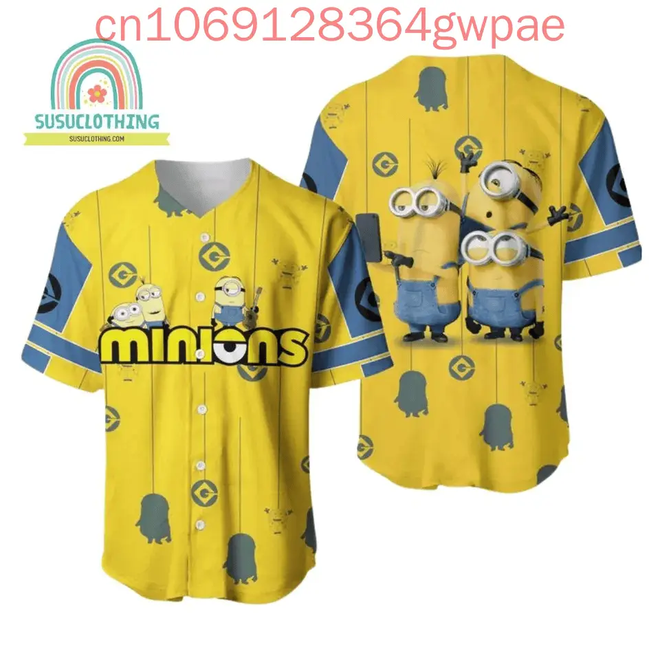 Minions Baseball Jersey – Fun Yellow Cartoon Shirt For Kids & Adults