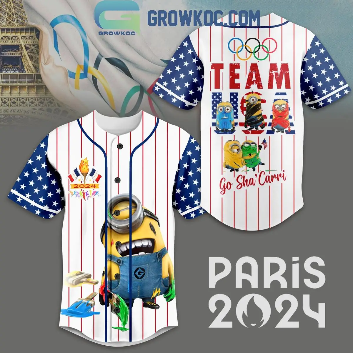 Minions Paris 2024 Olympic Go Sha'Carri Personalized Baseball Jersey