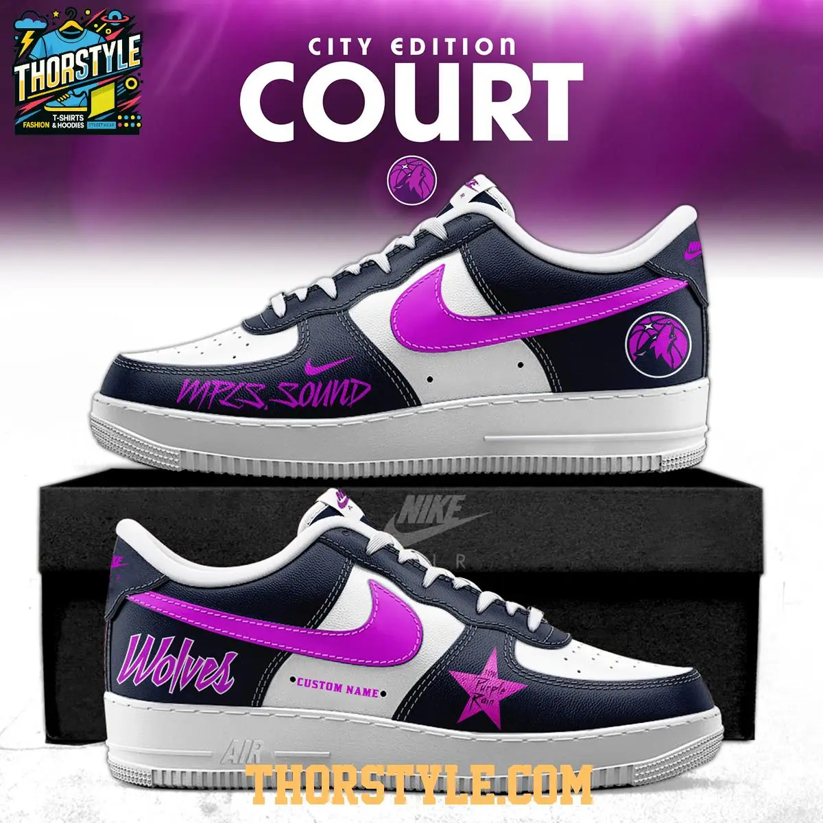 Minnesota Timberwolves 2025 City Edition Court Purple Air Force 1 Shoes