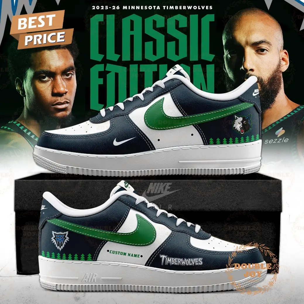 Minnesota Timberwolves Classic Edition Custom Name 2025 Air Force 1 Sneakers