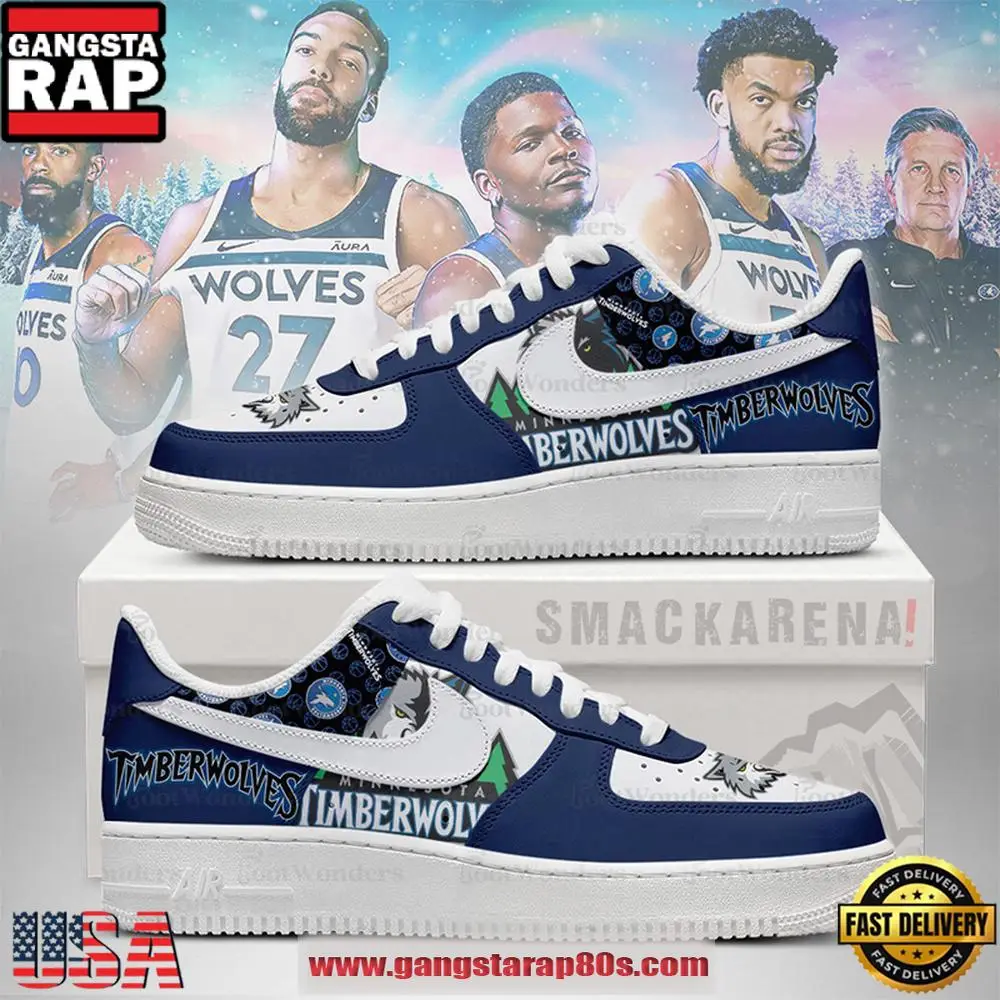 Minnesota Timberwolves NBA Nike Air Force 1 Low Top Shoes Minnesota Timberwolves NBA Nike Air Force 1 Low Top Shoes - Image 1