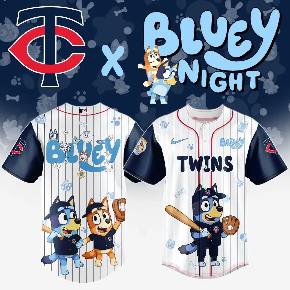 Minnesota Twins Mlb X Bluey And Bingo Special Edition Custom Baseball Jersey