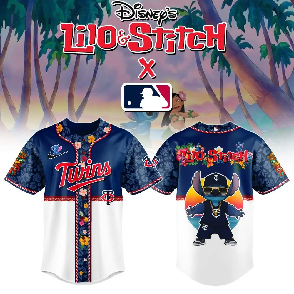 Minnesota Twins Mlb X Lilo & Stitch Custom Baseball Jersey