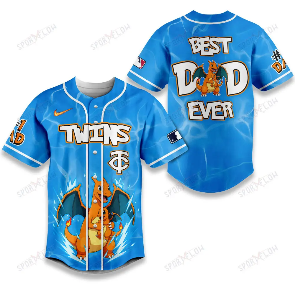 Minnesota Twins Pokã©Mon Best Dad Ever Baseball Jersey