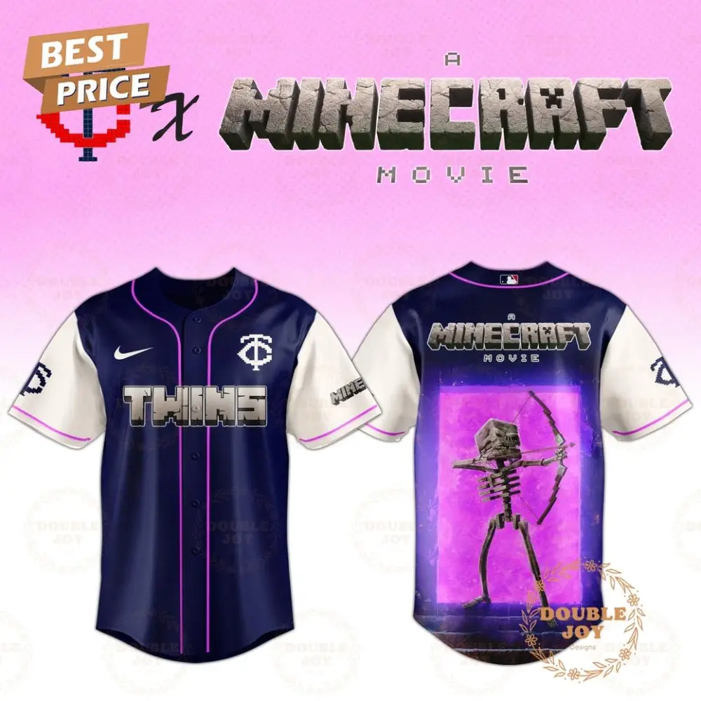 Minnesota Twins Skeleton A Minecraft Movie 2025 Special Edition Baseball Jersey Minnesota Twins Skeleton A Minecraft Movie 2025 Special Edition Baseball Jersey - Image 1
