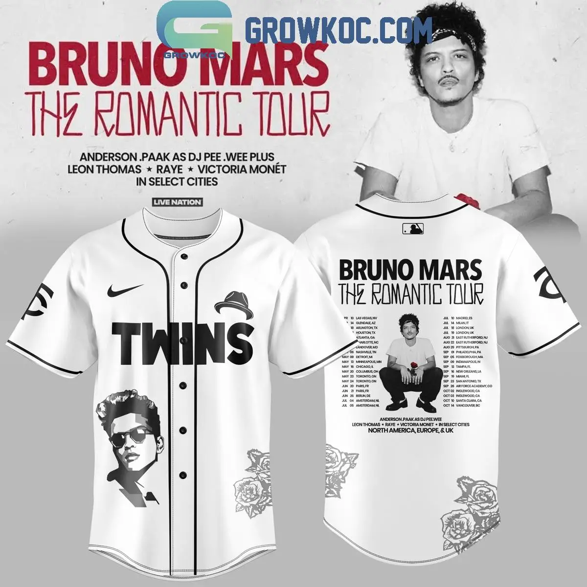 Minnesota Twins x Bruno Mars The Romantic Tour 2026 Jersey