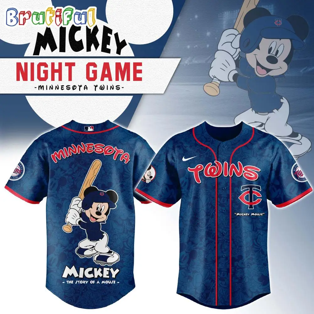 Minnesota Twins x Mickey Night Game Baseball Jersey