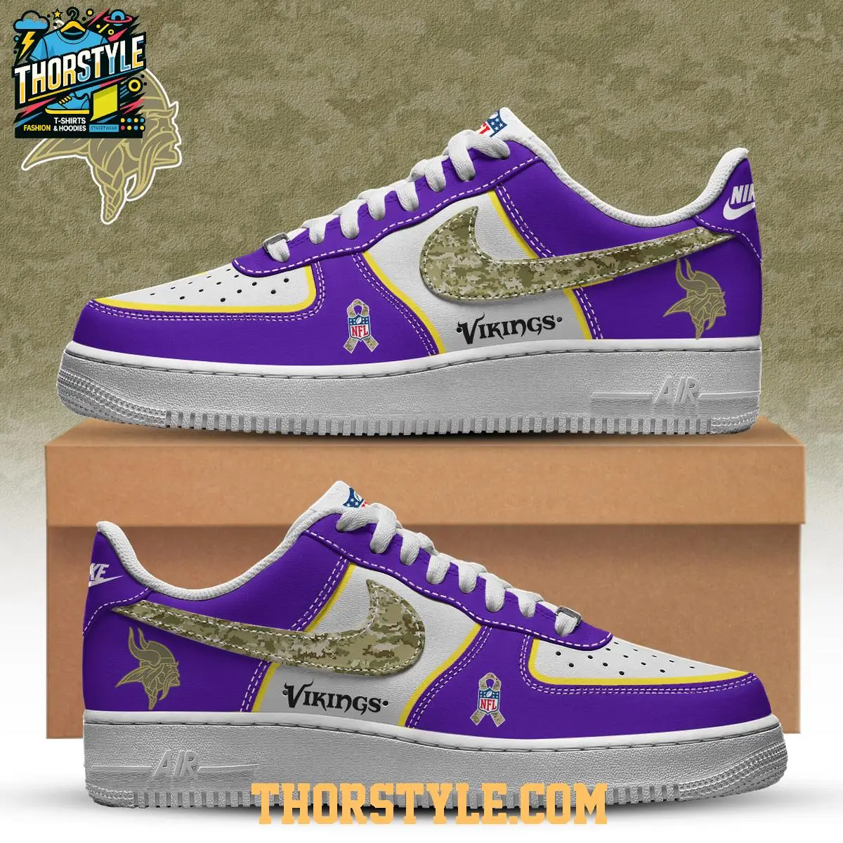 Minnesota Vikings 2025 Salute To Service Personalized Air Force 1 Shoes
