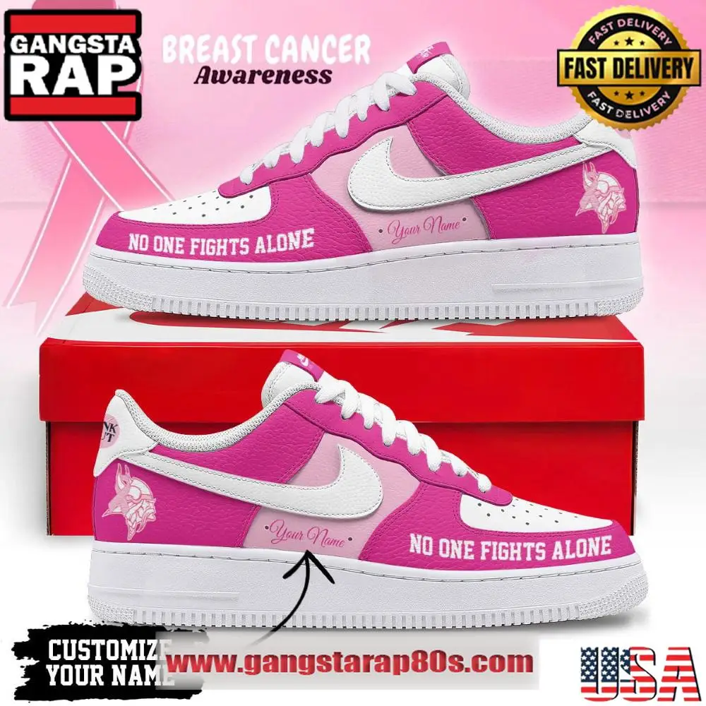 Minnesota Vikings Breast Cancer Awareness October Custom Air Force 1 Running Sneakers Shoes