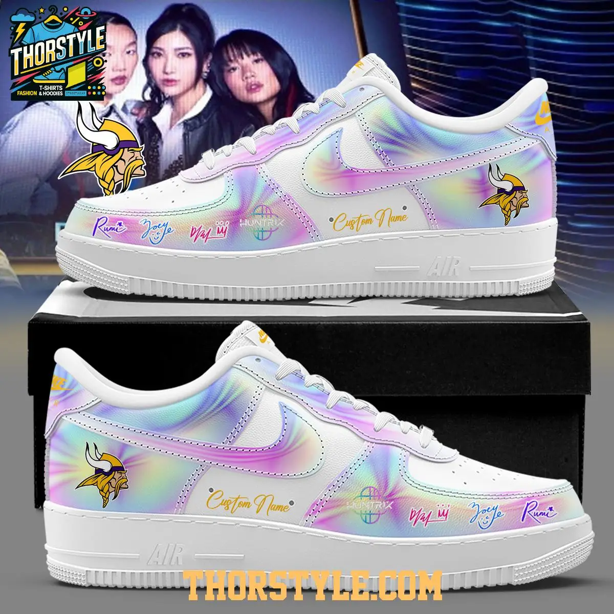 Minnesota Vikings KPop Demon Hunters 2026 Personalized Air Force 1 Shoes