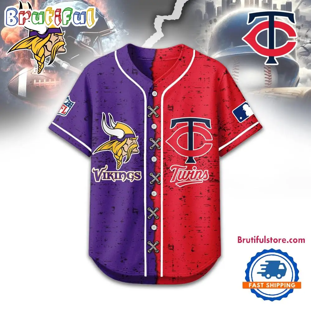 Minnesota Vikings Mix Minnesota Twins Sporty New Design Baseball Jersey