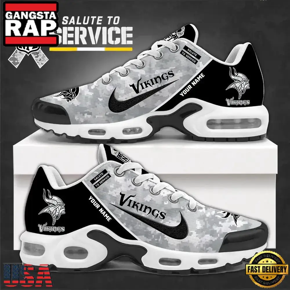 Minnesota Vikings Salute To Service NFL Custom Air Max Plus Shoes Running Sneakers