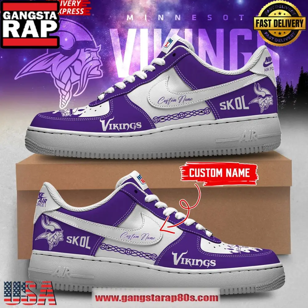 Minnesota Vikings SKOL 2025 Personalized Air Force 1 Shoes Running Sneakers Minnesota Vikings SKOL 2025 Personalized Air Force 1 Shoes Running Sneakers - Image 1
