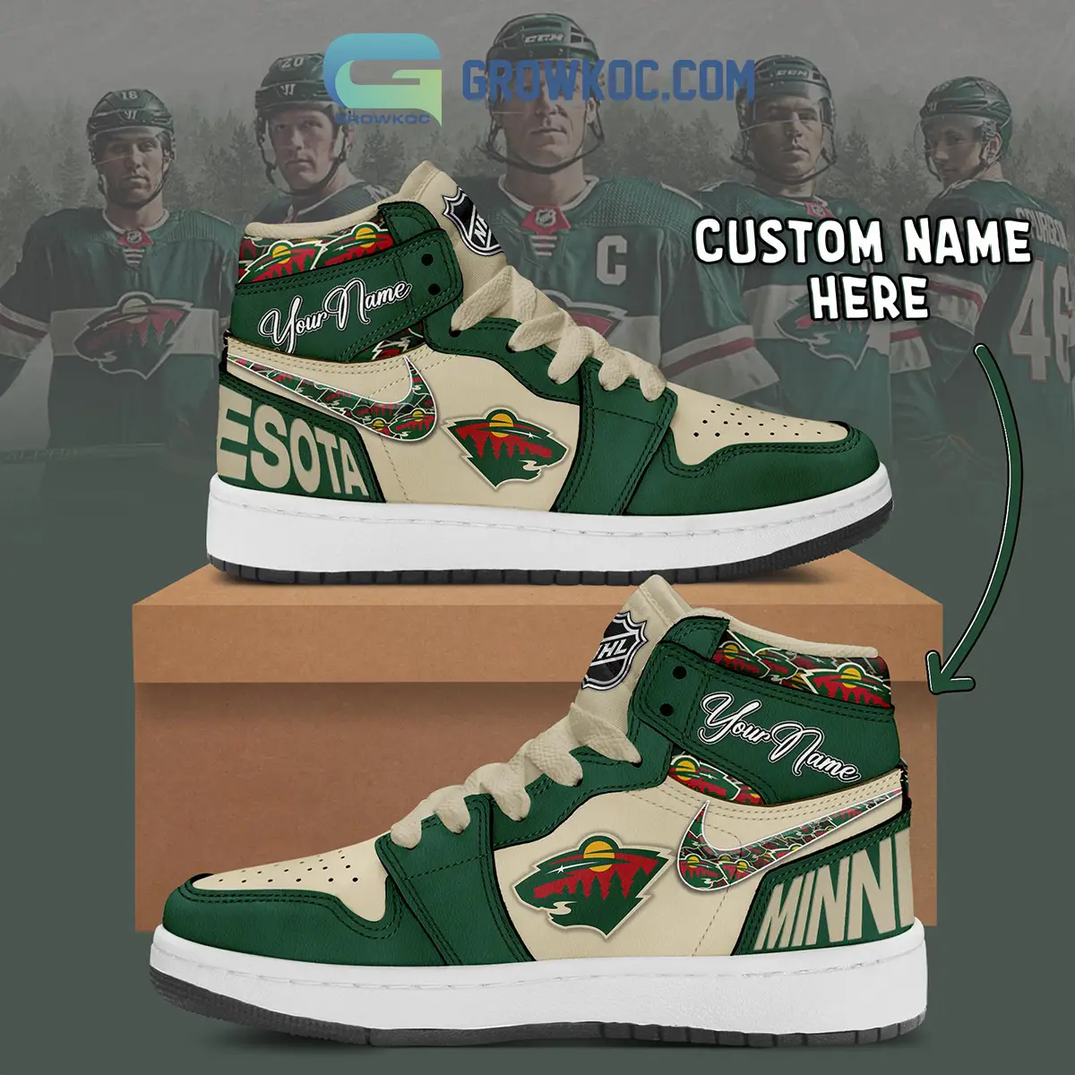 Minnesota Wild NHL Personalized Air Jordan 1 Shoes