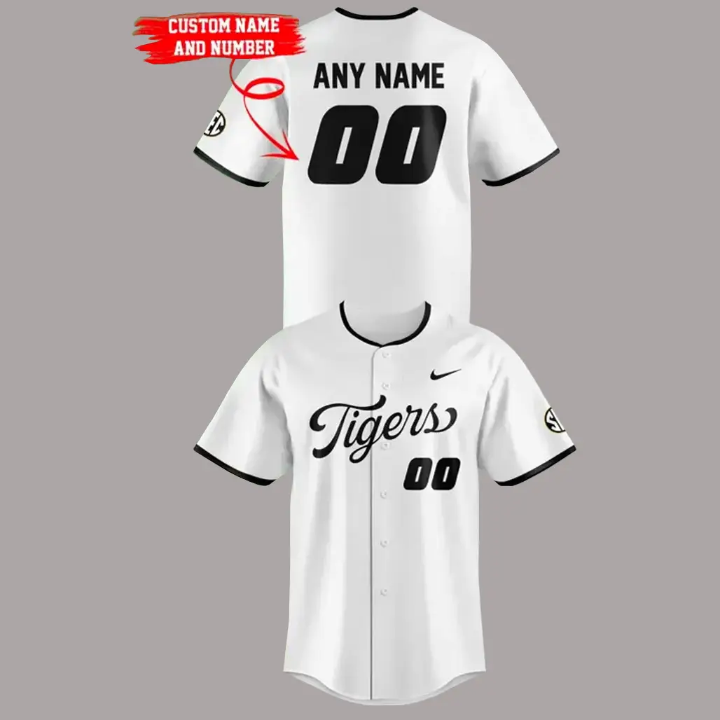 Missouri Tigers Alternate White Uniform Custom Name and Number Baseball Jersey - Tazila Missouri Tigers Alternate White Uniform Custom Name and Number Baseball Jersey - Tazila - Image 1