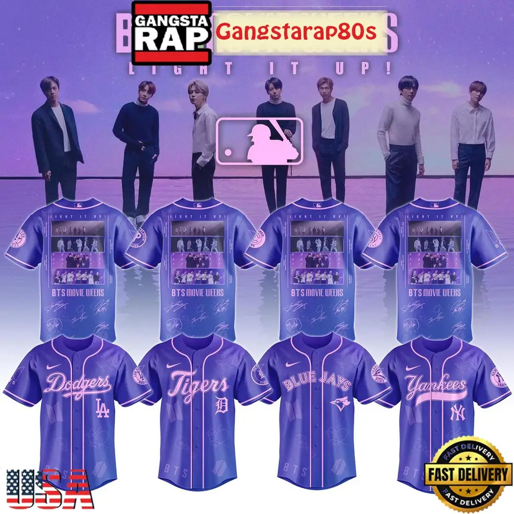 MLB All Team x BTS Movie Week Light It Up Baseball Jersey Shirt