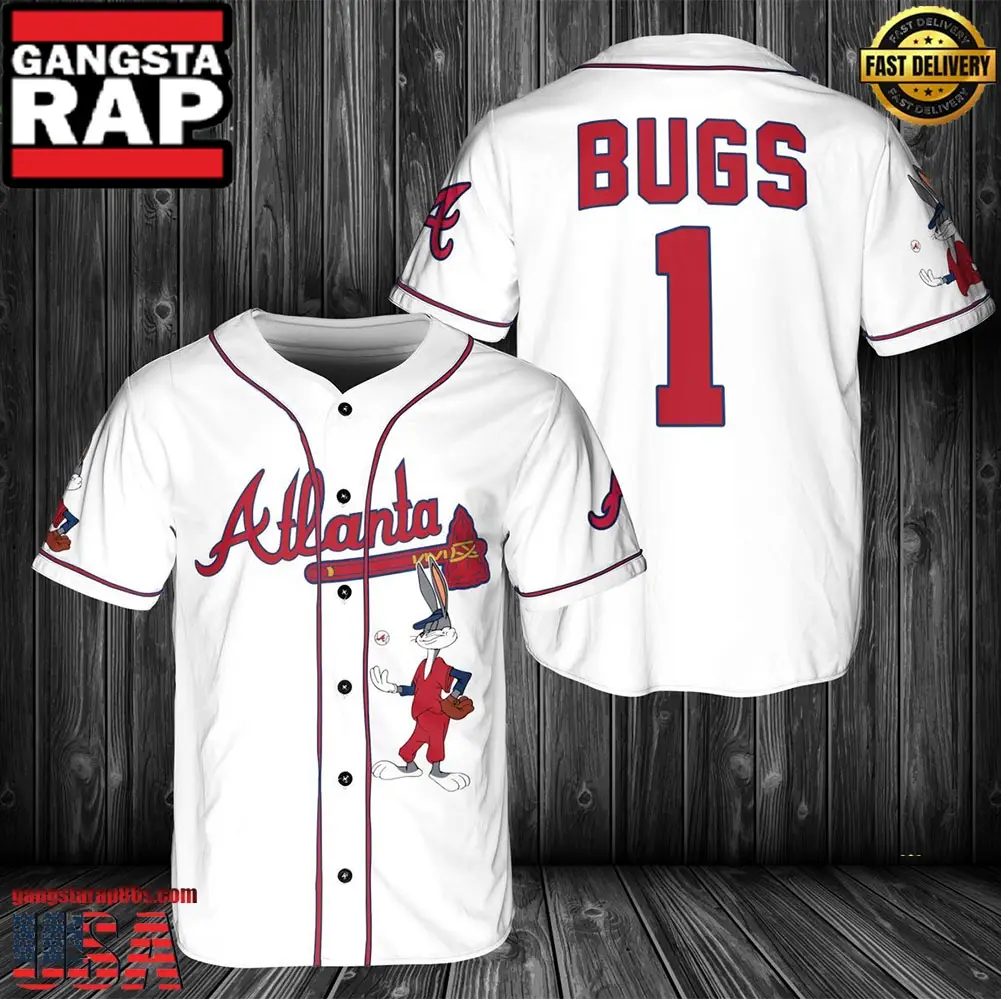 MLB Atlanta Braves Bugs Bunny Baseball Jersey Shirt - MLB Fan Gifts MLB Atlanta Braves Bugs Bunny Baseball Jersey Shirt - MLB Fan Gifts - Image 1