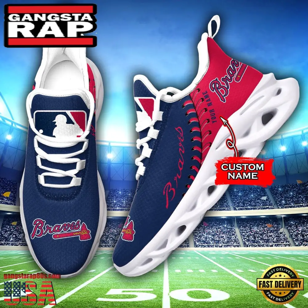 MLB Atlanta Braves Unique Design Custom Name Max Soul Shoes Running Sneakers MLB Atlanta Braves Unique Design Custom Name Max Soul Shoes Running Sneakers - Image 1