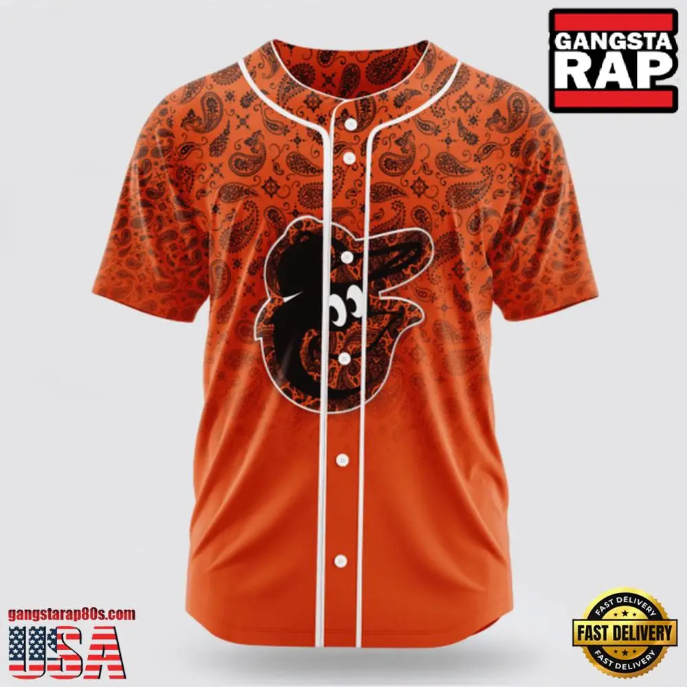 MLB Baltimore Orioles Paisley Pattern Baseball Jersey