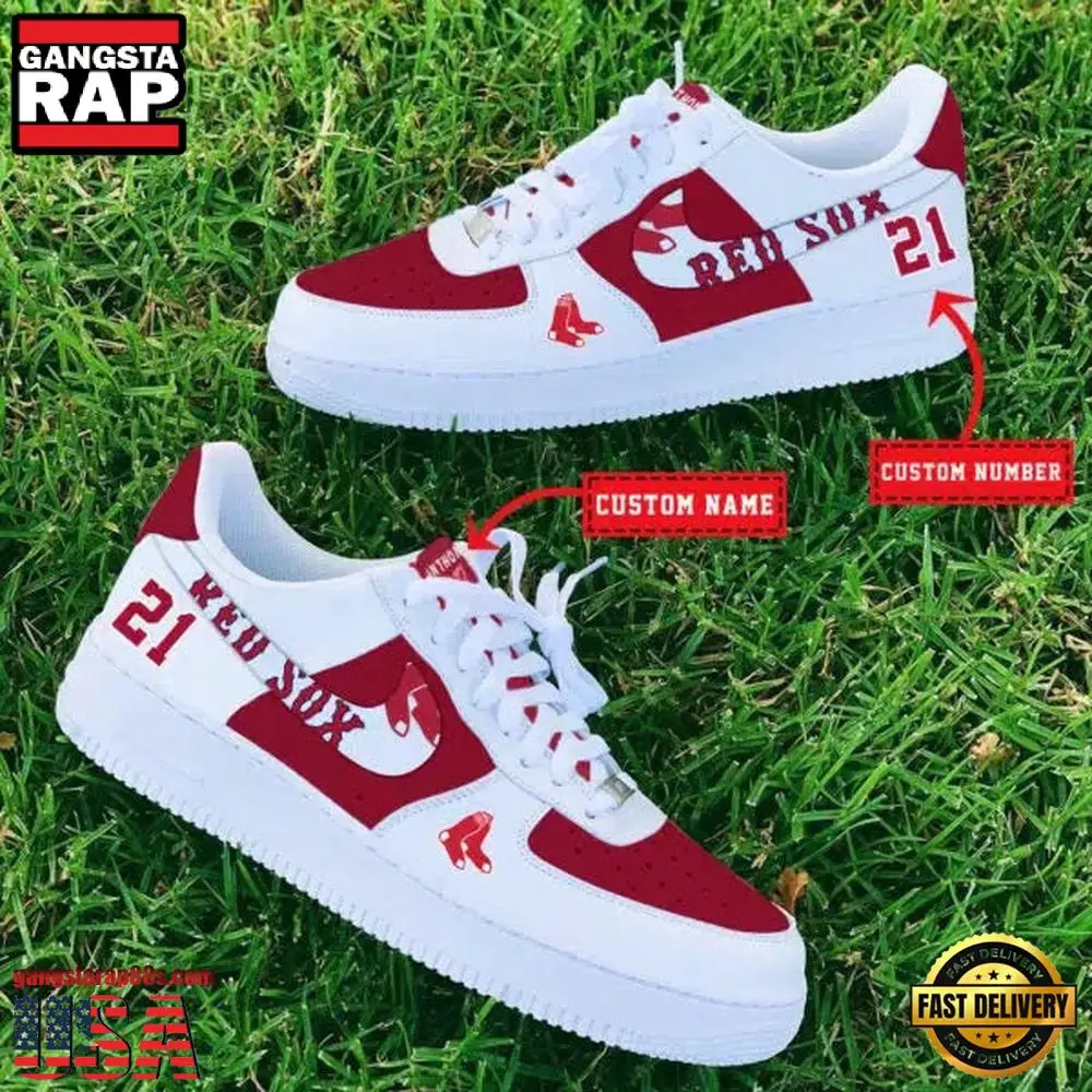 MLB Boston Red Sox Custom Name Number New Design Air Force 1 Shoes Sneaker