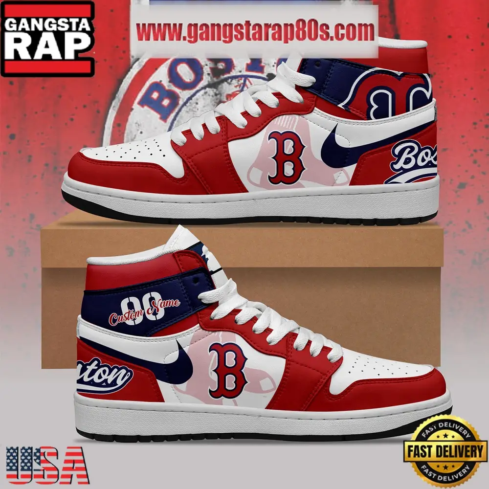 MLB Boston Red Sox Unique Design Custom Name Air Jordan 1 Shoes Running Sneakers