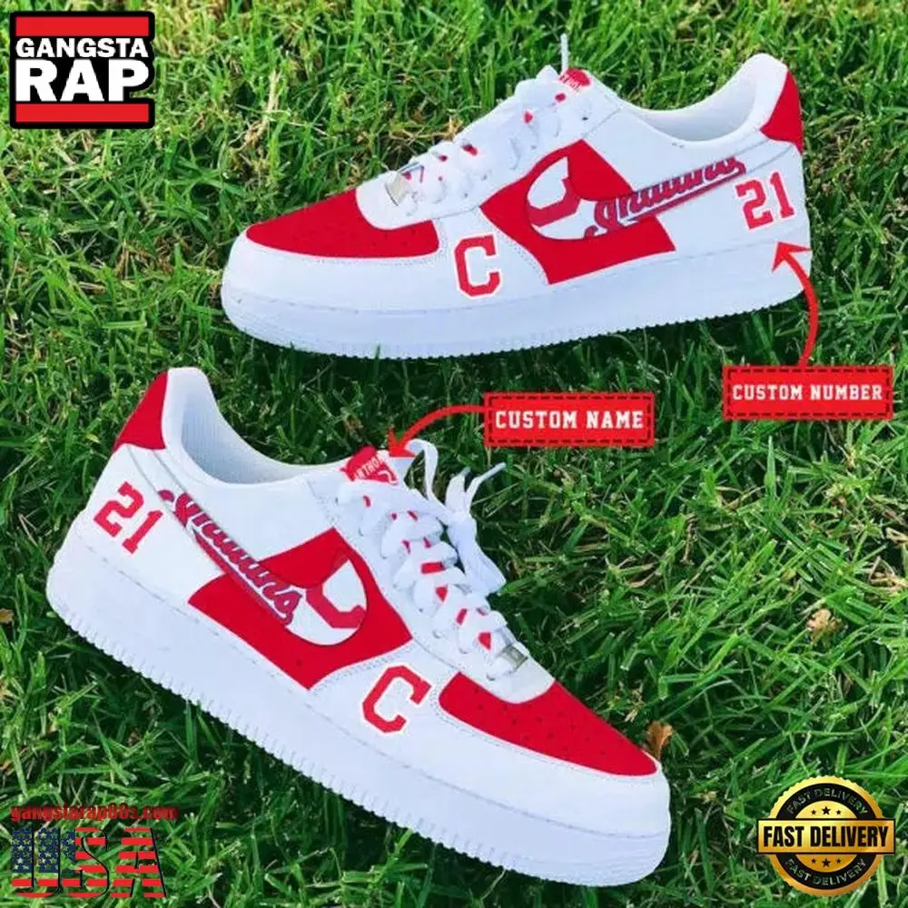 MLB Cleveland Indians Custom Name Number New Design Air Force 1 Shoes Sneaker