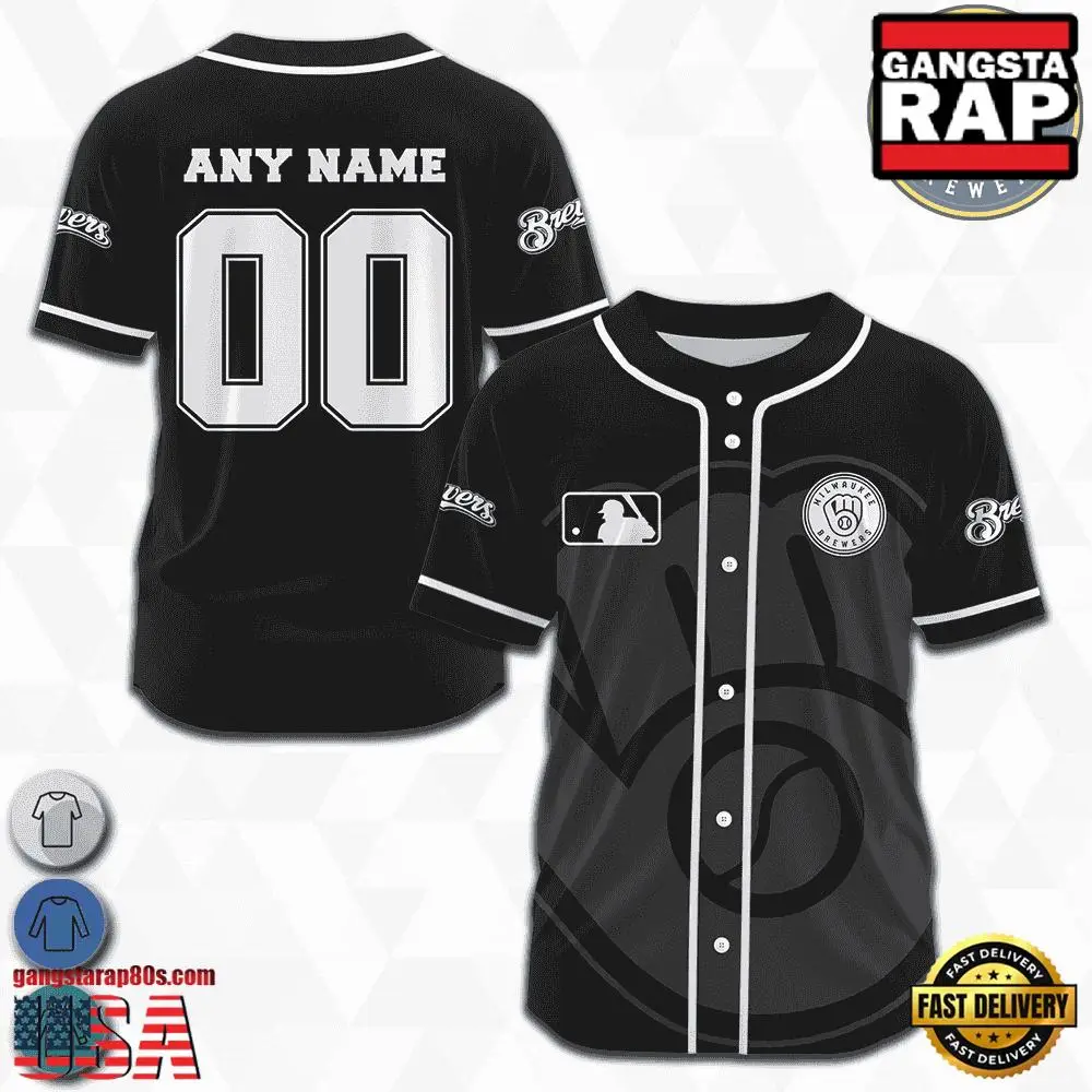 MLB Custom Name Number Milwaukee Brewers Team Logo Design Baseball Jersey