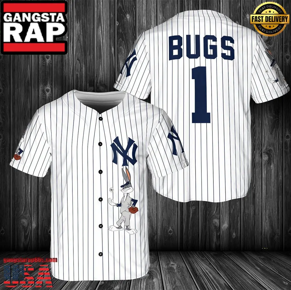 MLB New York Yankees Bugs Bunny Baseball Jersey Shirt - MLB Fan Gifts