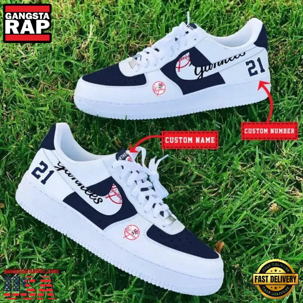 MLB New York Yankees Custom Name Number New Design Air Force 1 Shoes Sneaker